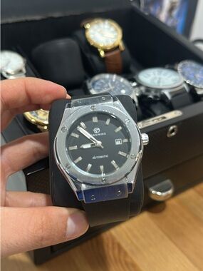 Automatic Men’s Watch - Black Dial, Silver Case